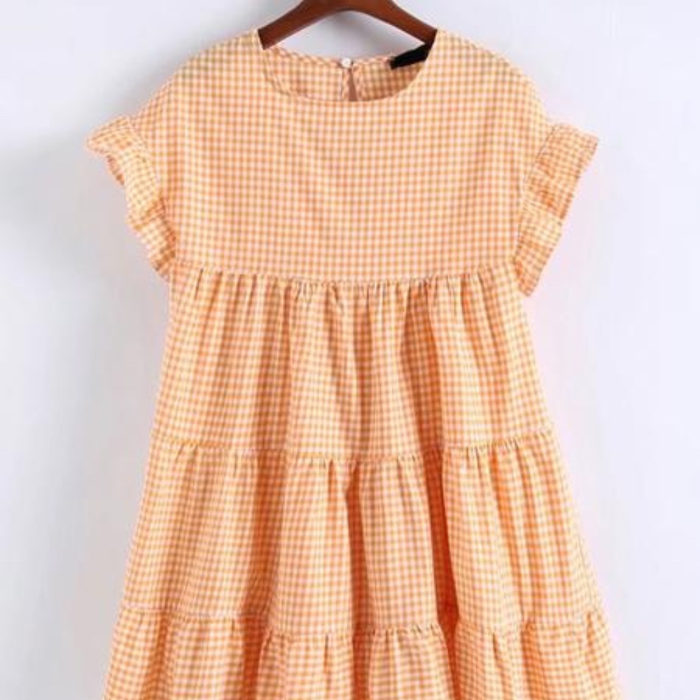NWOT - Orange Gingham Dress